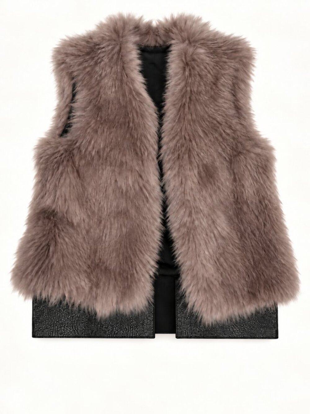 Ramy Brook Mauve Fox Fur Vest Detachable Leather Hem Size S